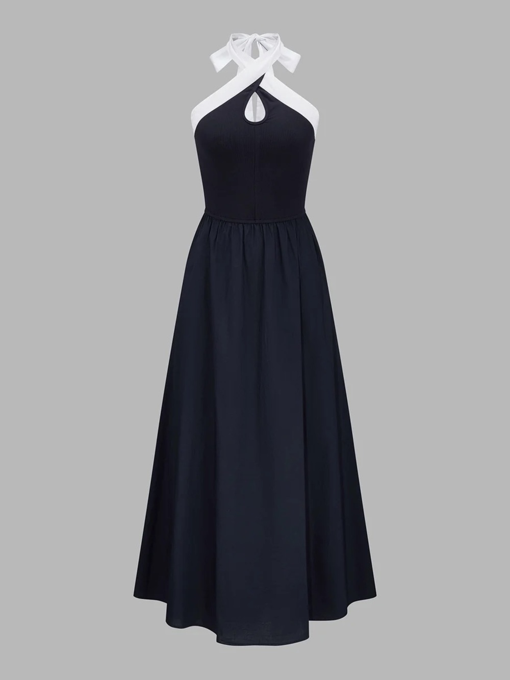 Commense Color Block Halter Keyhole Midi Dress - Picture 2 of 14